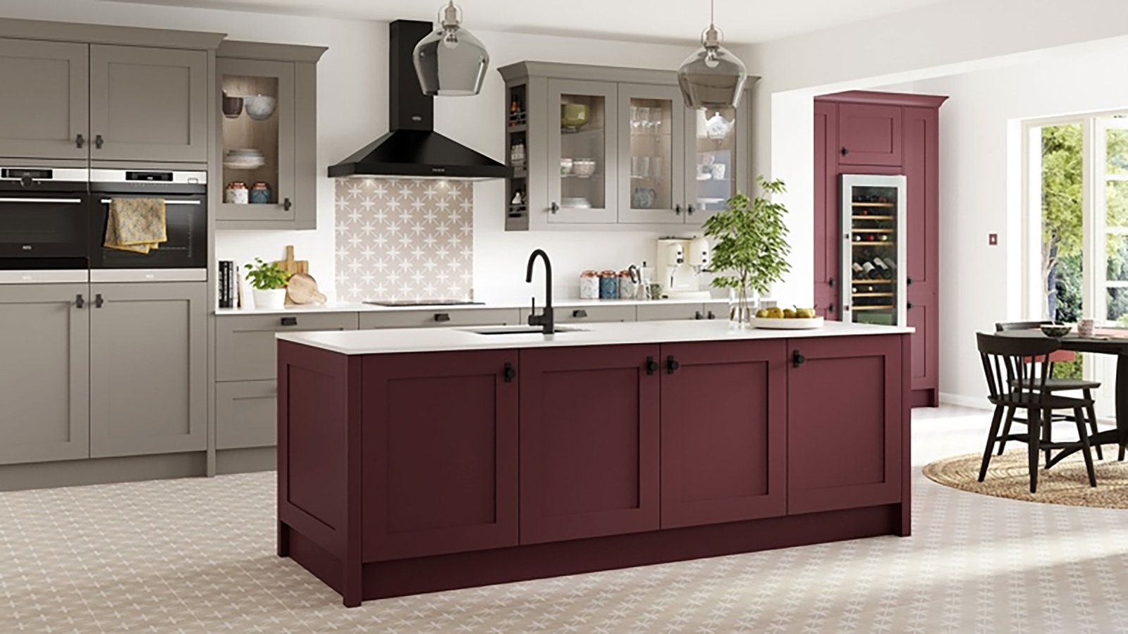 burgundy kitchen