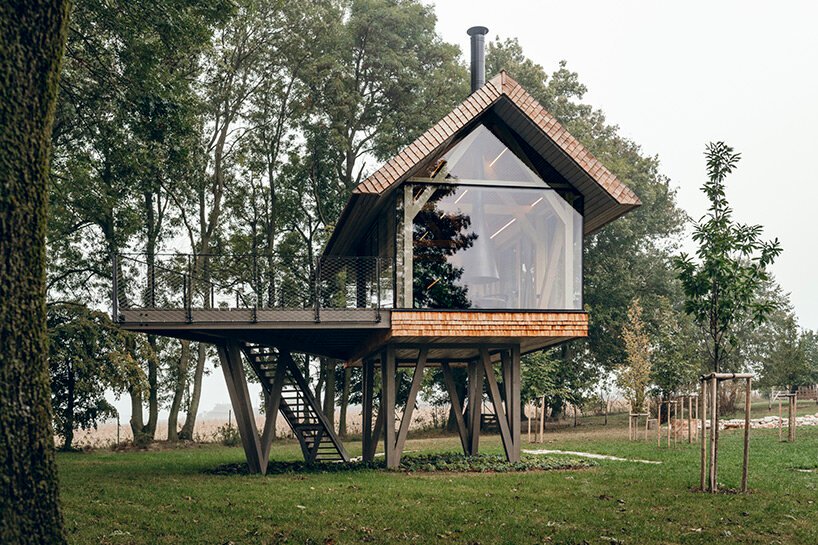 architect jan tyrpekl elevates this tiny 'zen house' on stilts in rural austria
