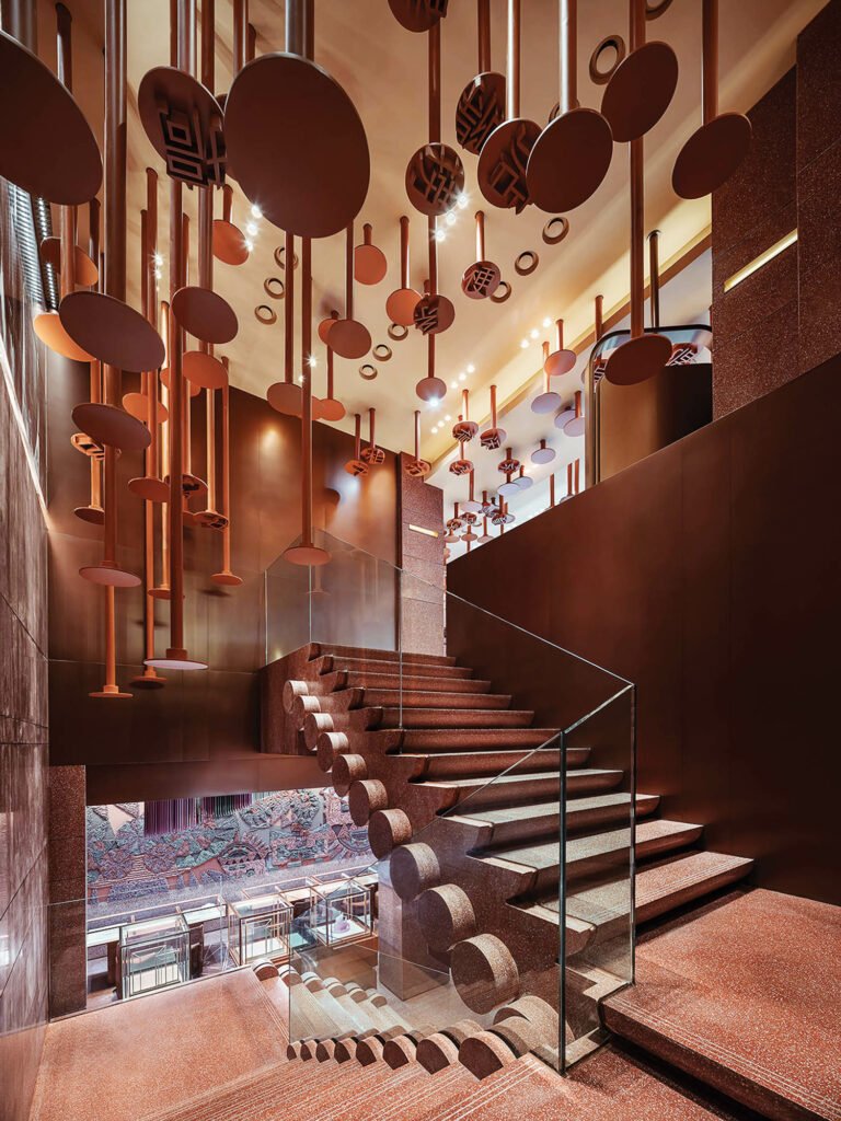 the staircase inside CTF Guangzhou Experience shop