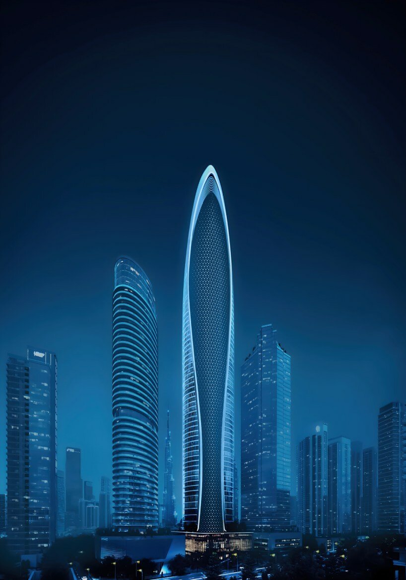 sinuous and futuristic, mercedes-benz places marks the german car company's first architectural landmark in dubai