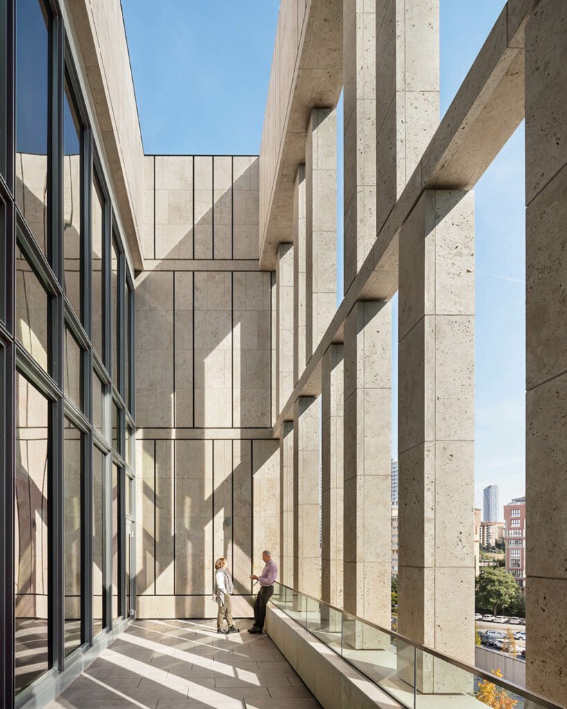 sunlight floods into the embassy courtyard