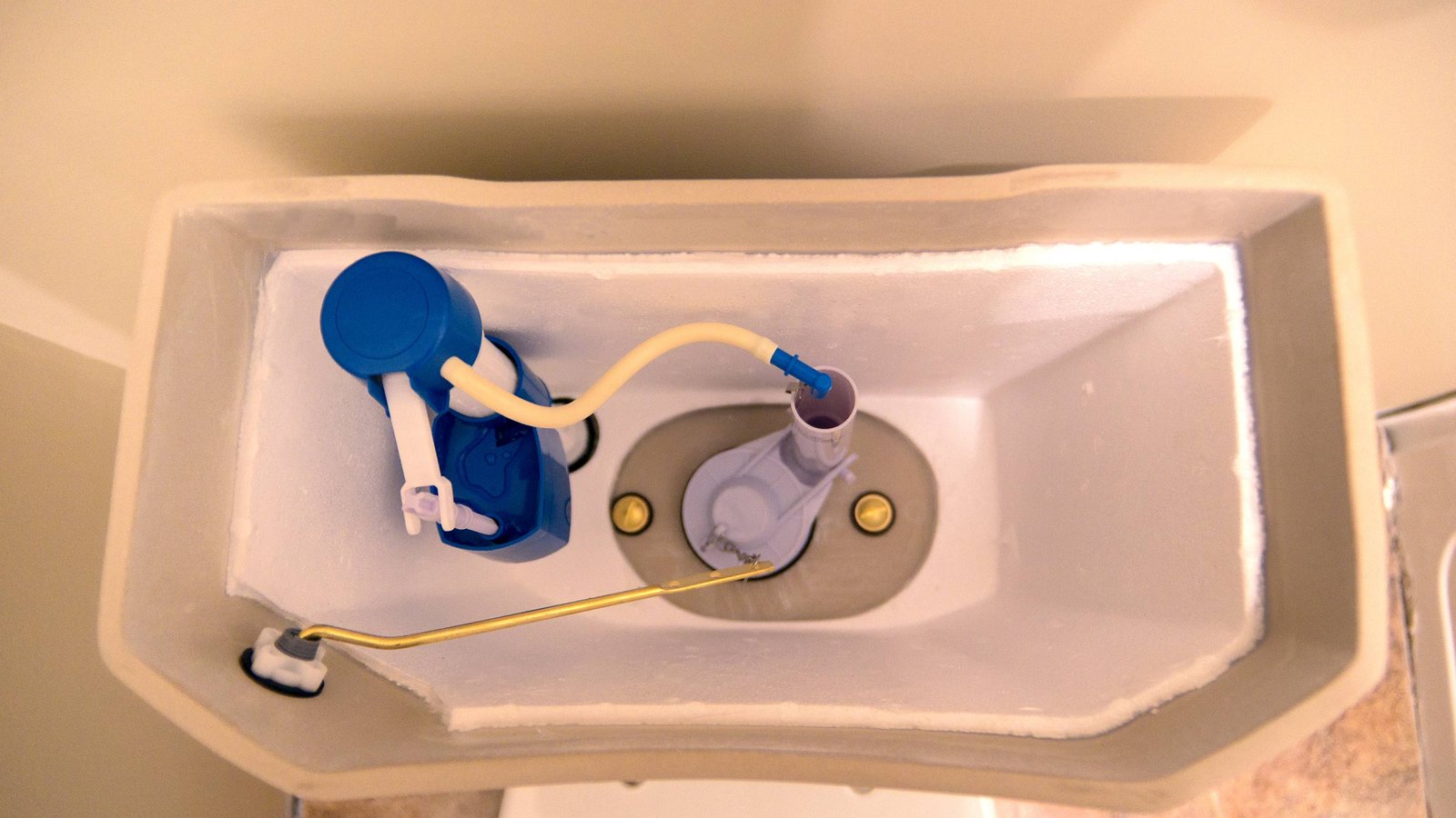 inside of an insulated toilet cistern