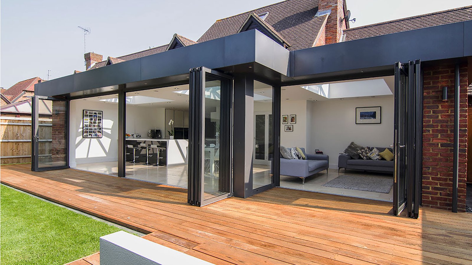 modern conservatory with bifold doors
