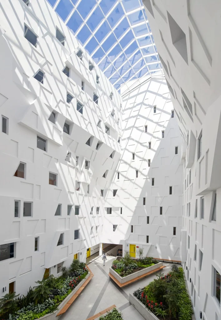 Atrium at Sumner features a dynamic geometric design with diagonal lines 3 The Atrium at Sumner 3