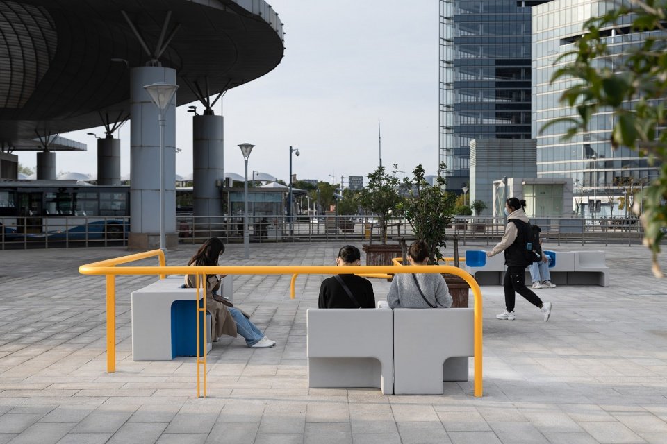 Concrete Geometry Urban Furniture in Dishui Lake Metro Station by Greyspace Architects