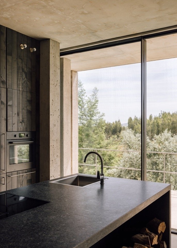 kitchen and the landscape beyond/ kitchen and the landscape beyond