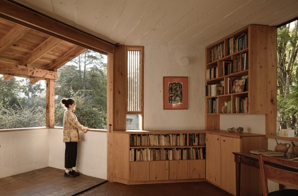 The study connected to the terrace