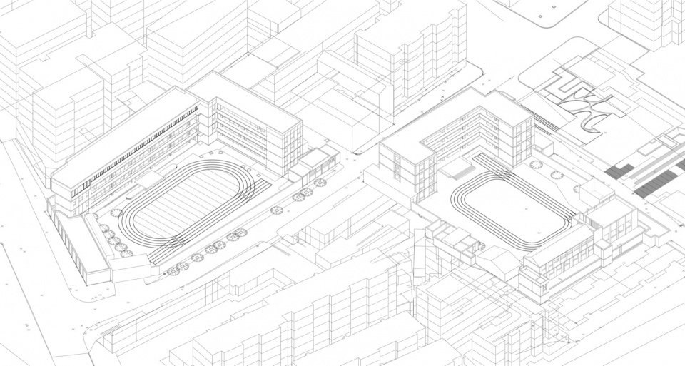 改造前学校轴测 / Axonometric view before renovation