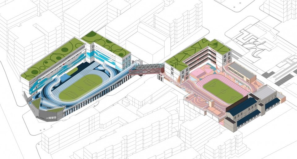 改造完成后的学校轴测 / Axonometric view after renovation