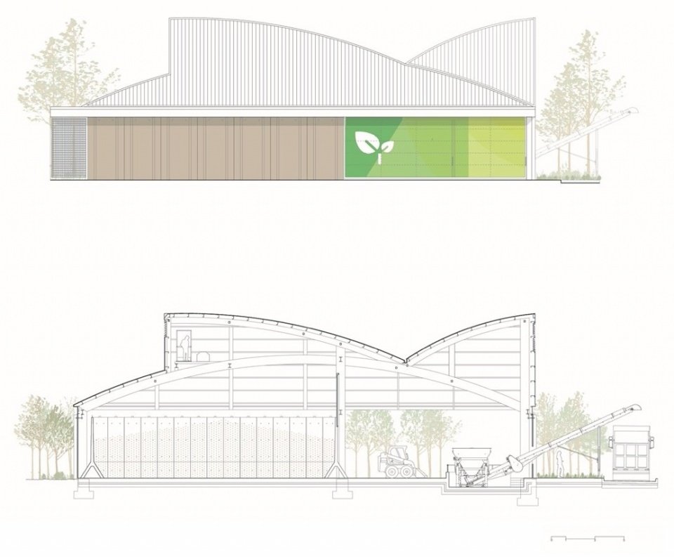 仓库立面与剖面一 / Warehouse elevation and section 1
