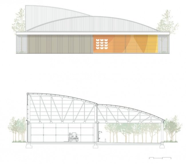 仓库立面与剖面三 / Warehouse elevation and section 3