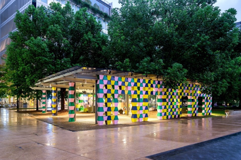 Building illuminated at night