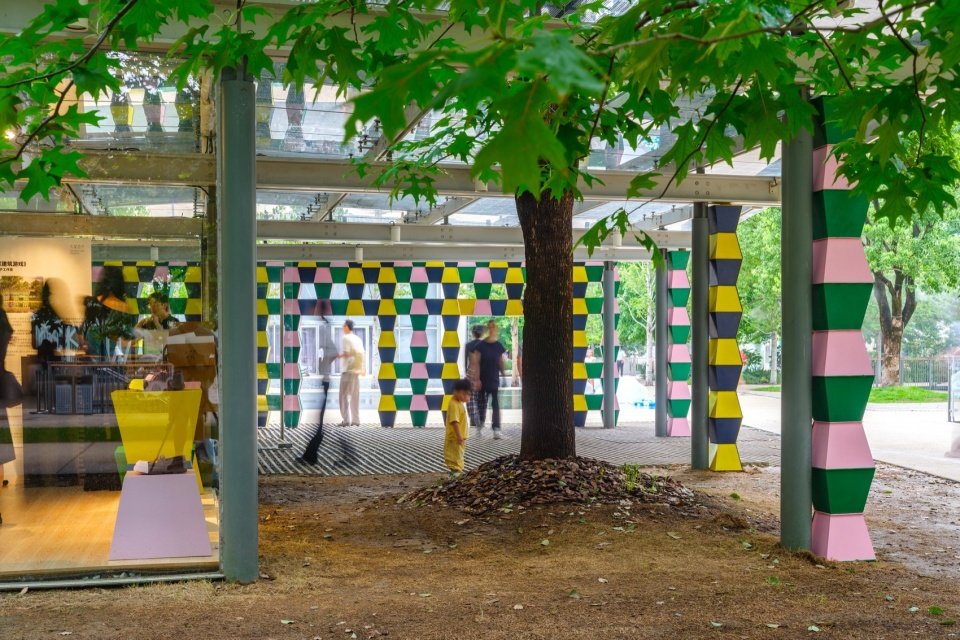 Colonnade with the existing tree