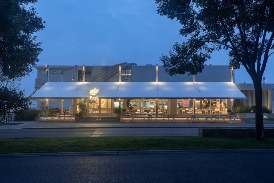 Street facade at night