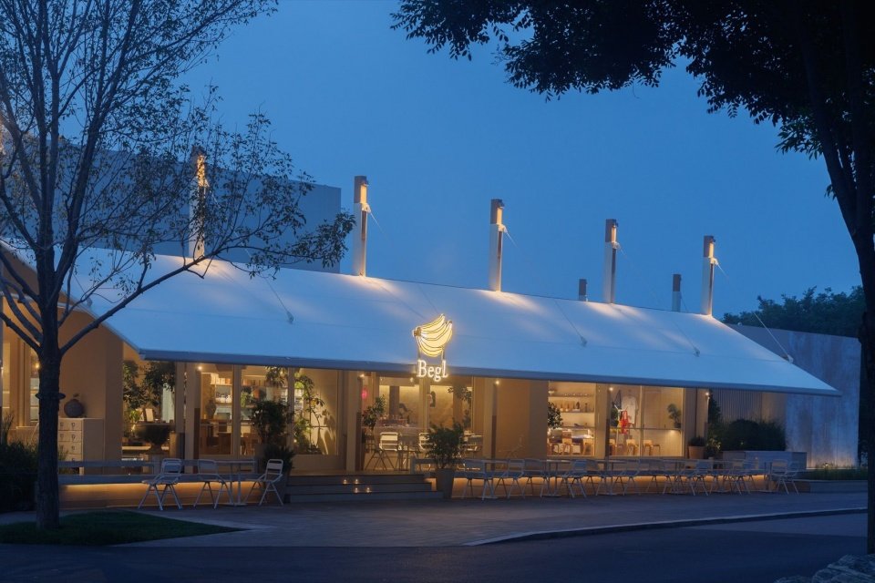 Street corner entrance at night