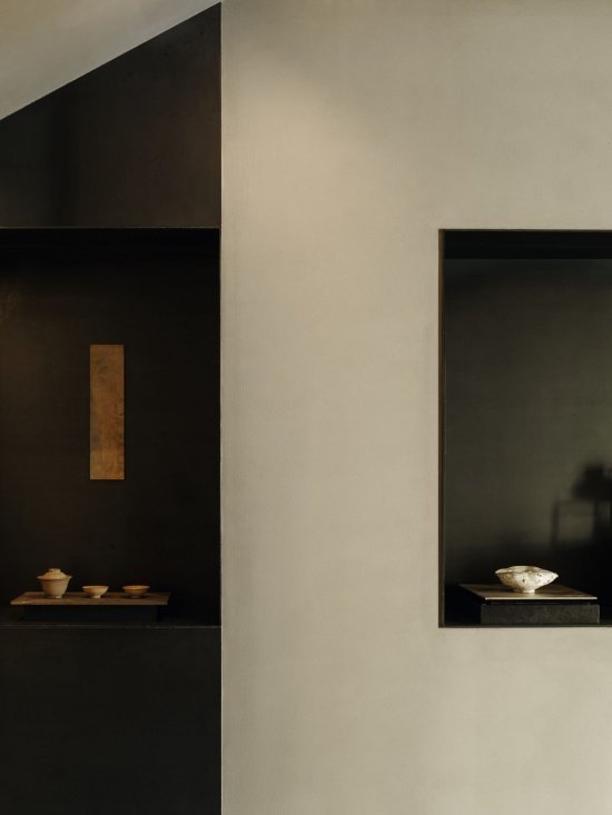 tea set in alcove