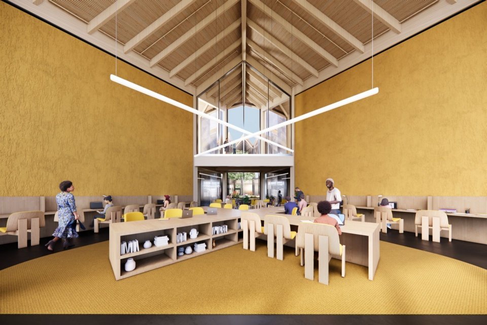 Frontal view of the business incubator/ Frontal view of the business incubator