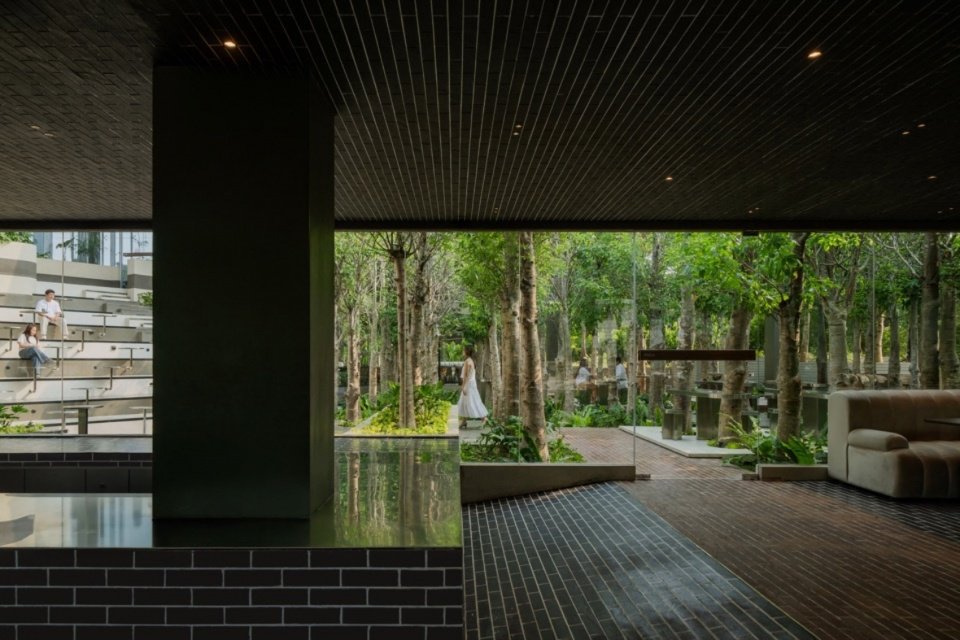 View from the interior towards the garden, View from the interior towards the garden