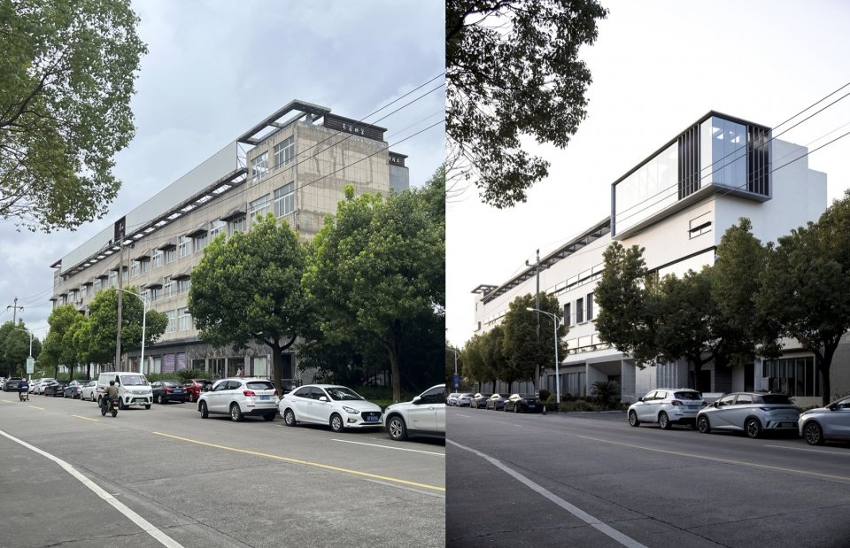Comparison before and after street perspective renovation