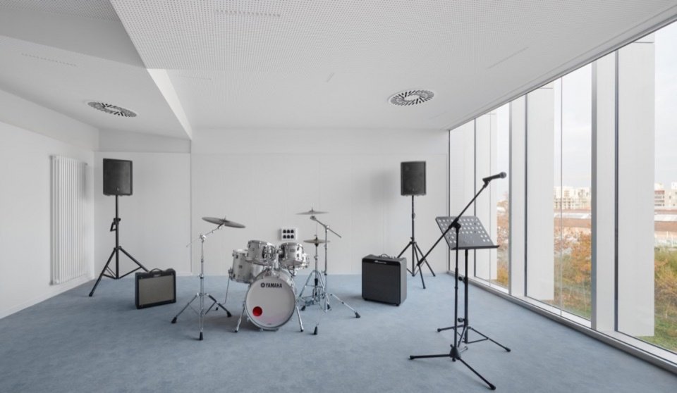 Music rehearsal space beside the windows
