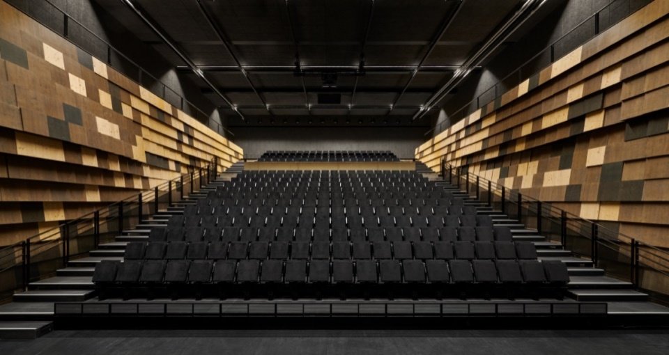 Auditorium seating and timber wall surfaces, Auditorium seating and timber wall surfaces