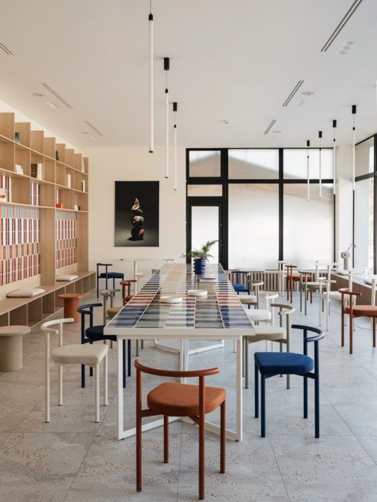 Communal table in natural light