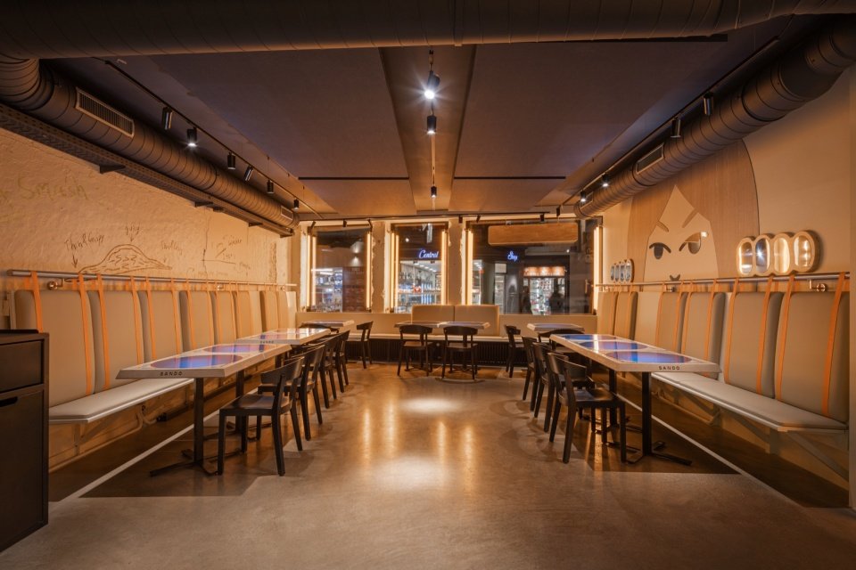 Bench seating in warm light/Bench seating in warm light