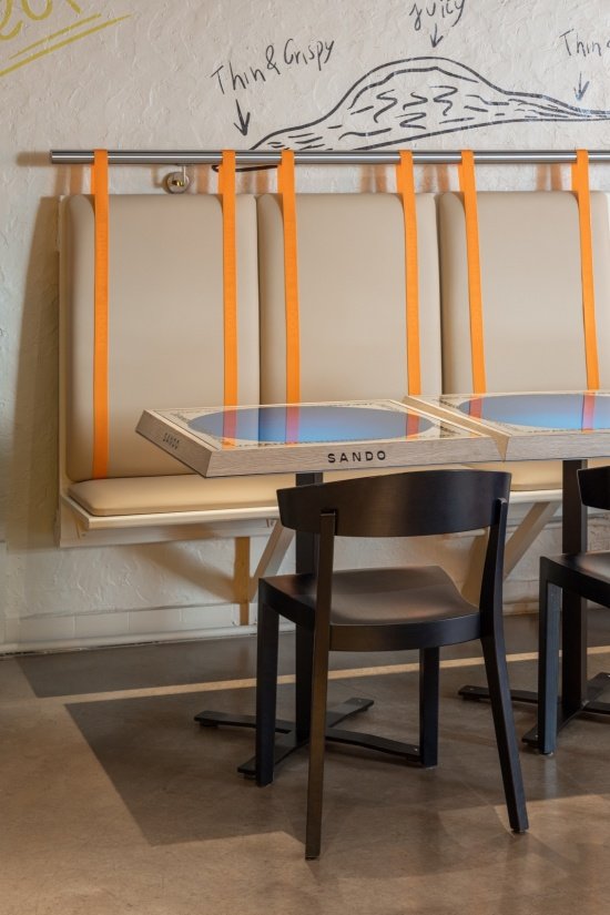 Orange Strap-fixed bench seating