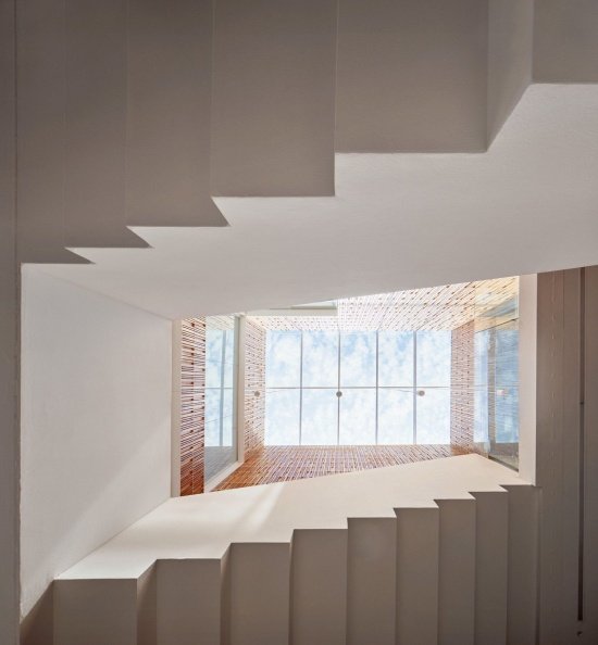 Upward view of stairs and daylight, Upward view of stairs and daylight