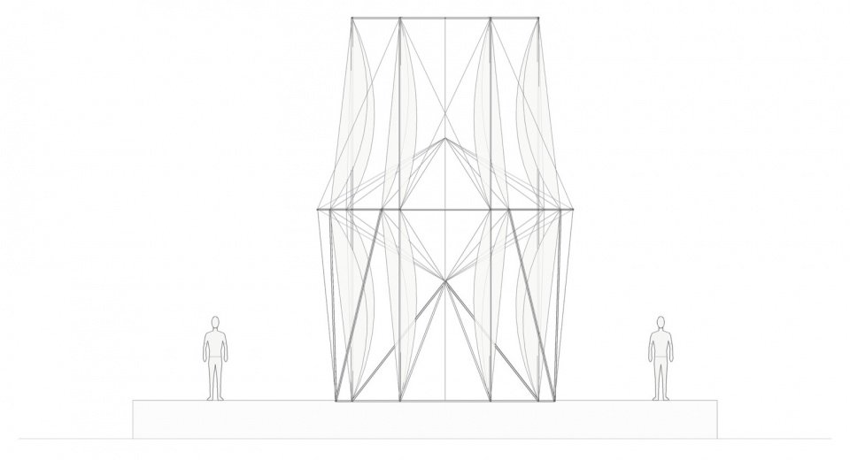 Reorientation, front elevation with scale figures/ Reorientation, front elevation with scale figures