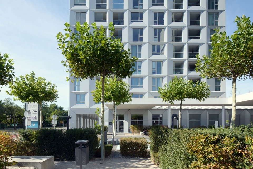 plinth building from the park